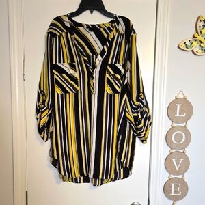 Harper Yellow and Black Striped Top TORRID
